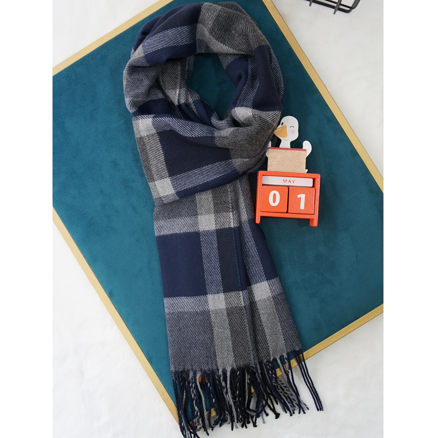 TEMU A Multicolored Striped Checkered Cashmere Winter British Style Fringe Shawl With Warm Woolen Scarf For Men And Women