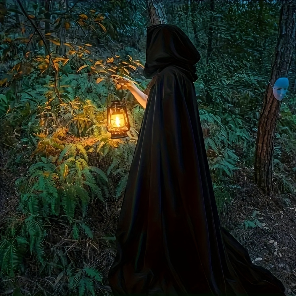 Unisex Hooded Cloak – Medieval Witch Wizard Cape – Halloween & Cosplay Costume