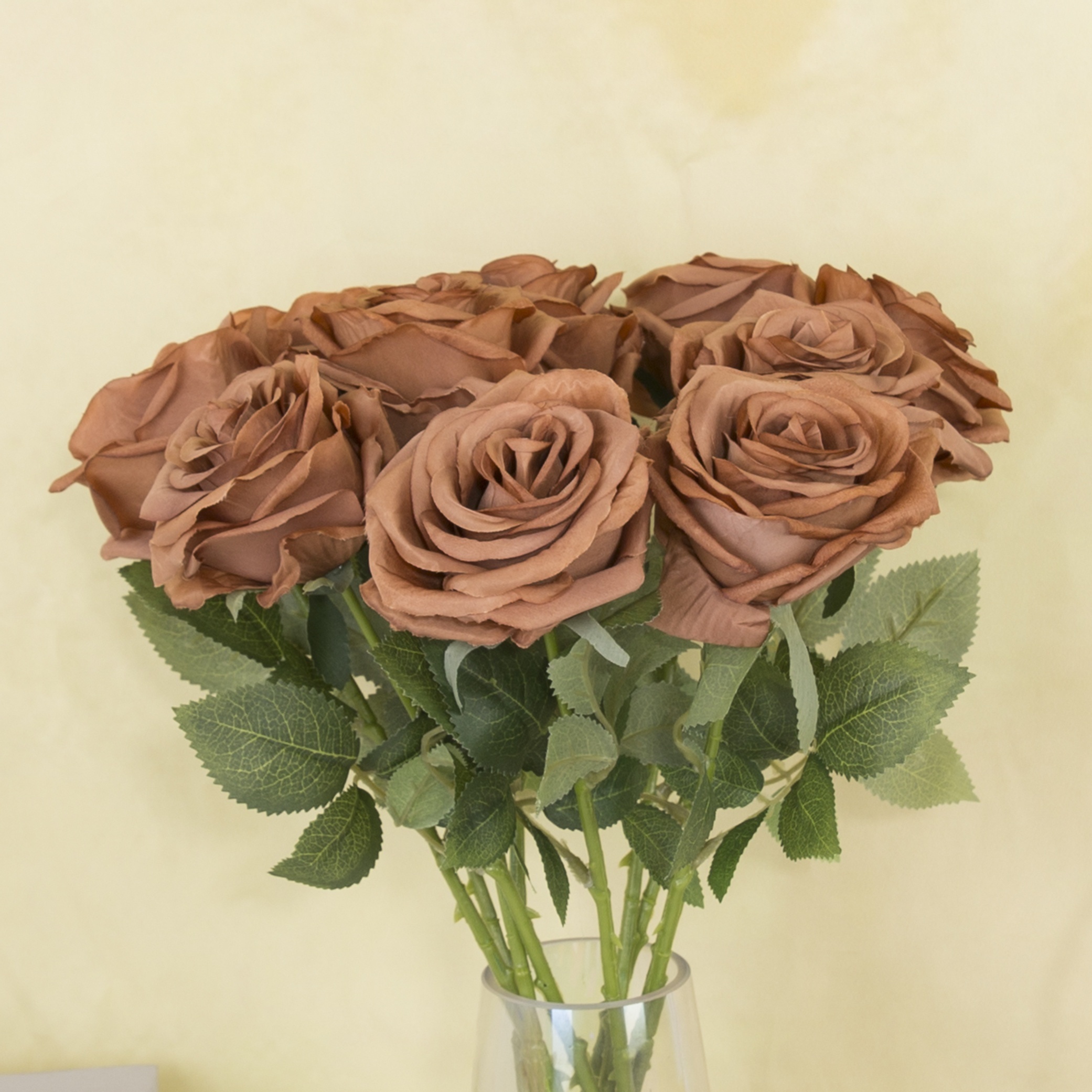 6pcs Artificial Roses with Long Stems - Realistic Chocolate Brown * Elegant  Wedding, Home, or Valentine'S Day Decor - Durable Fabric Roses for  Centerpieces, Arrangements, and Decoration - No ..., image size:2082x2082