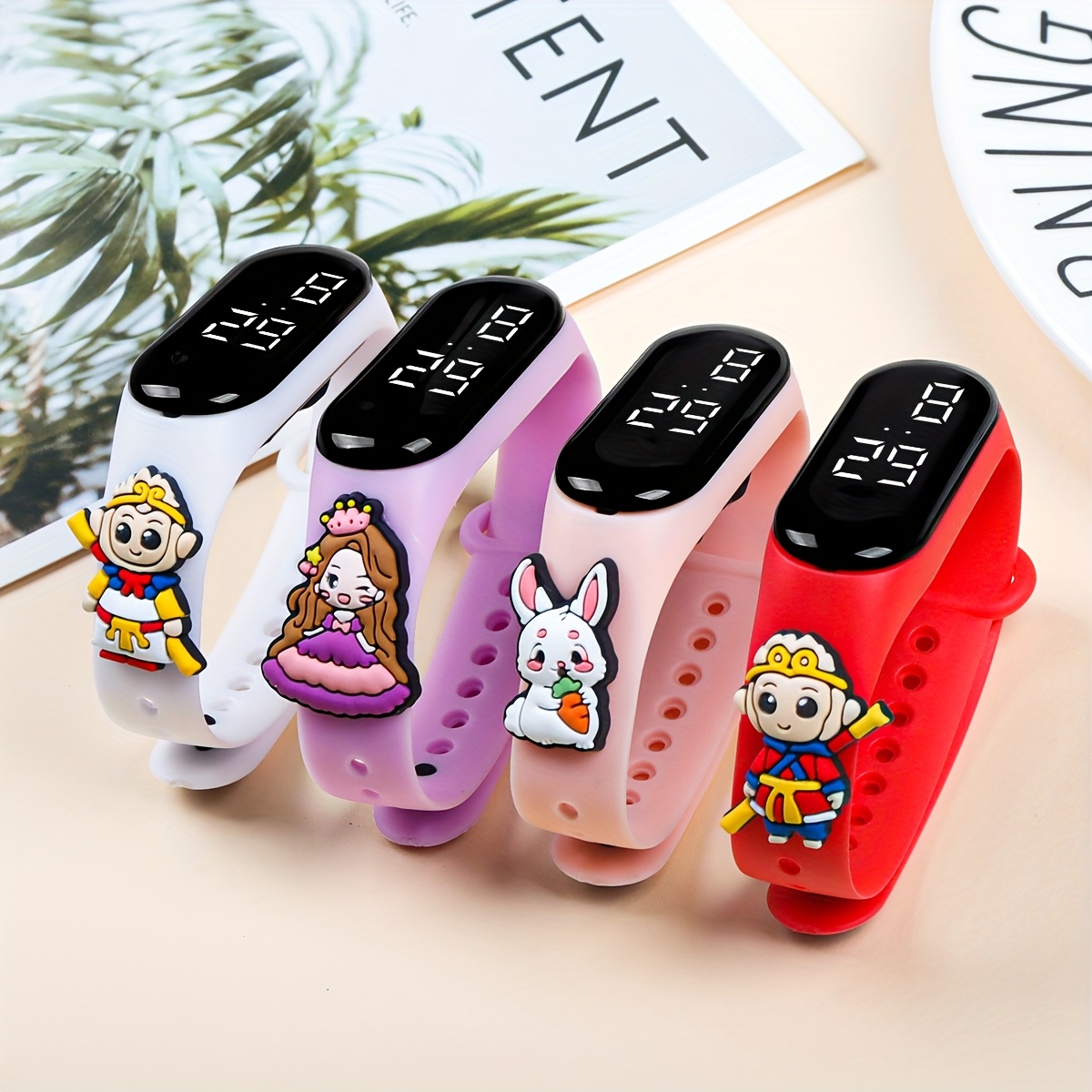 Image of 4pcs New Led Display Touchscreen Electronic Watch For , Boys And Girls, Cartoon Wristband, Simple Sports Watch