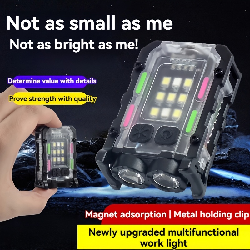 

A Compact, Luminous Multifunction Flashlight Featuring Usb Charging, Different Lighting Settings, A Cap Clip, Side , And A Magnetic Tail For Attachment.