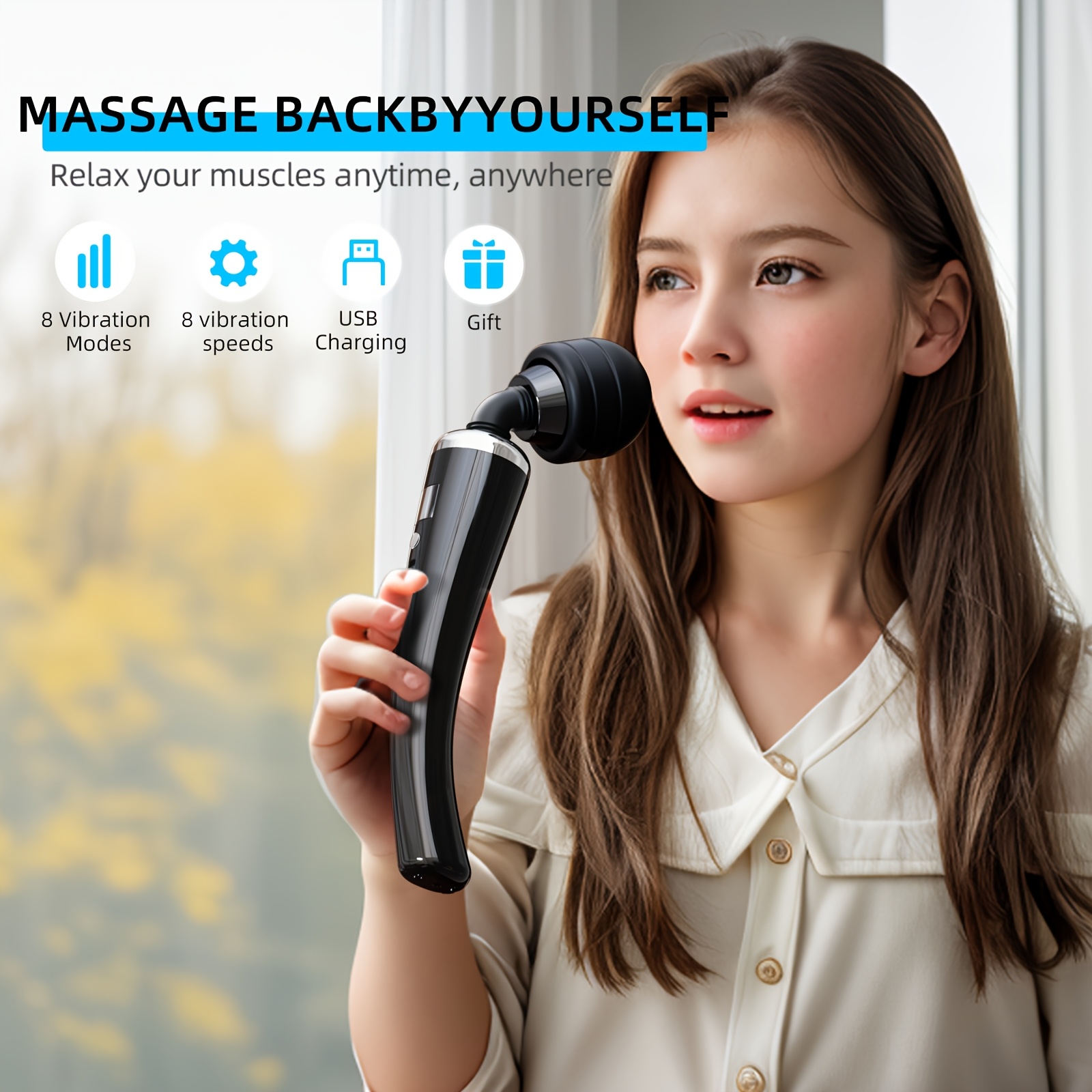 SANJIANKE Electric Massage Stick - USB Rechargeable 1200mAh Portable Muscle Relaxation Device with High-Speed Motor, Compact & Elegant Design for Full Body, Back, Neck, Legs, Waist - ABS Material, Massagers for Muscles, Deep Tissue, Modern Massager, Durable Construction, Handheld Massager, Home,, Sleek Massager, Longlasting Battery, Management