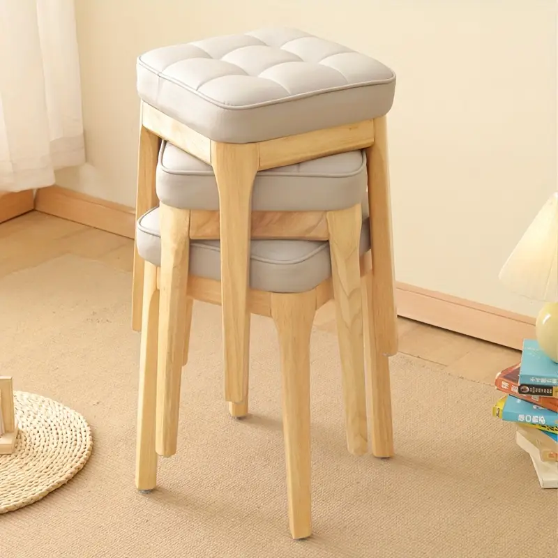 Light Luxury Solid Wood Soft Leather Stool * Stacked * Room * Stool, Bench Table Stool, Dressing Stool Light Luxury Solid Wood Soft Leather Stool * Stacked * Room * Stool, Bench Table Stool, Dressing Stool