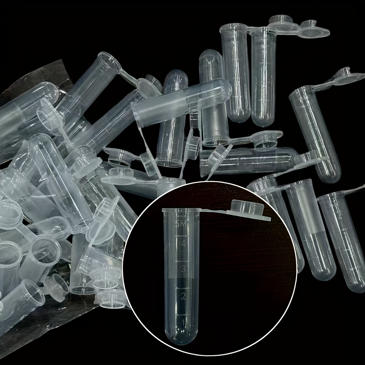 Image of [popular ] 50pcs 0.17oz Transparent Plastic Bottle-, Lightweight Centrifuge Tube With Screw Cap For Safe Storage- Travel And Sample Organization