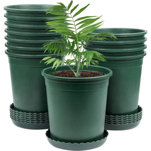 7pcs pot with drainage hole and tray durable green nursery pot indoor and outdoor flowers vegetables vanilla classic textured design stackable gardening pot outdoor plant planting natural look promotes gardening gift home