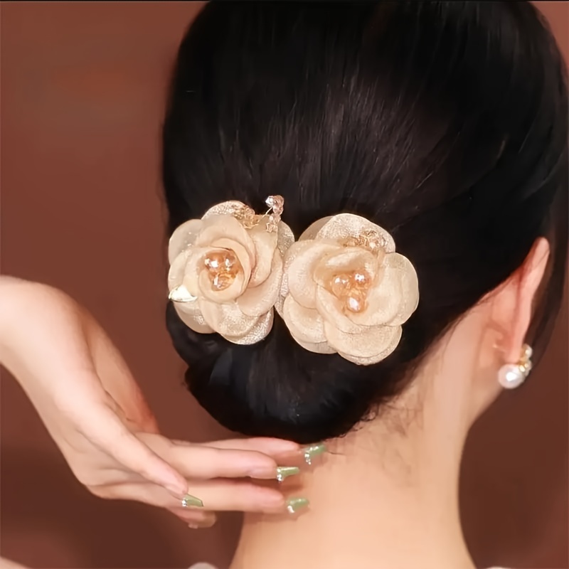 

1pc Elegant Flower Decorative Hair Bun Maker Trendy Flexible Hair Curler Stylish Hair Decoration For Women And Daily Use Wear