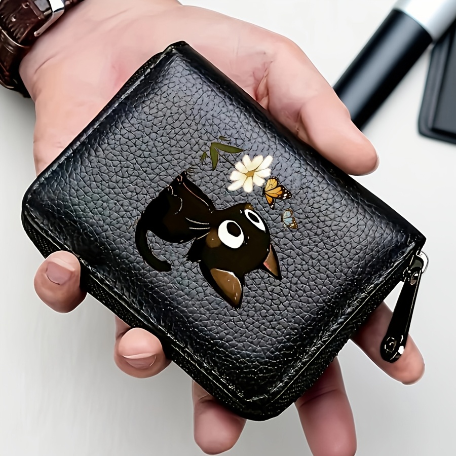 TEMU Nouveau Porte-cartes Portefeuille Minimaliste Unisexe à 22 Fentes + 2 Chat de Dessin Animé avec Poche à Pièces à Fermeture Éclair et RFID, Étui