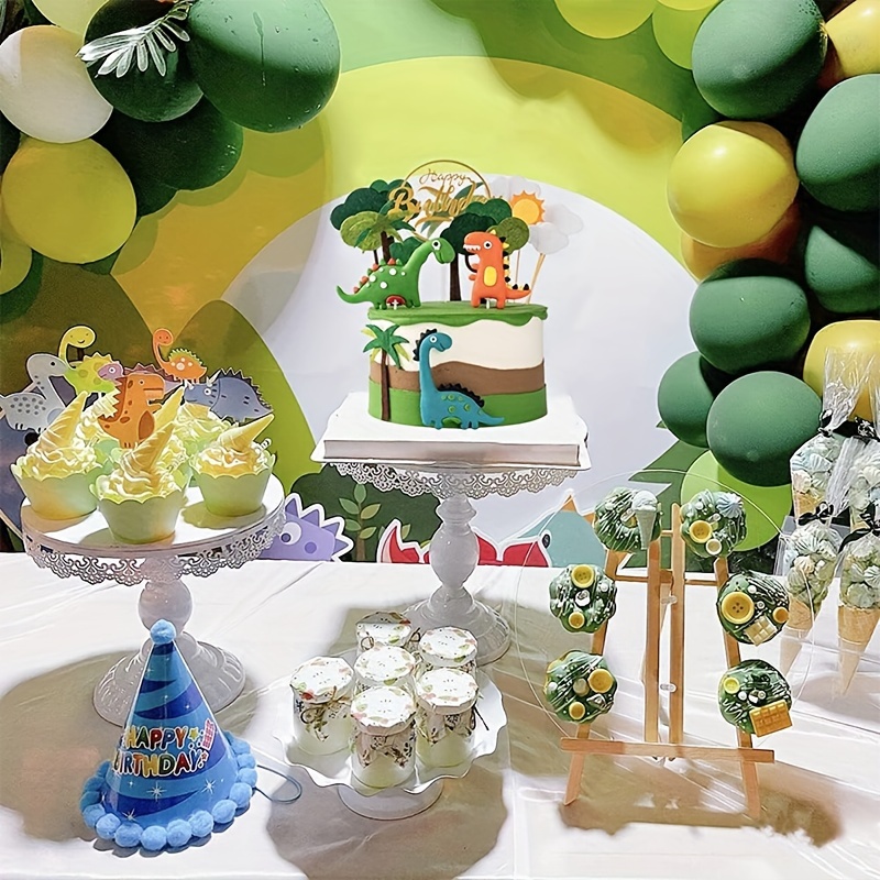 Juego De 19 Decoraciones Para Tarta De Dinosaurios - Incluye árboles, Hierba Y Huevo - Para Cumpleaños Infantiles