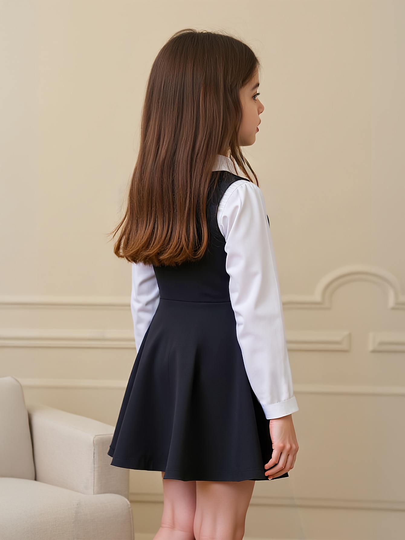 blue dress for baby girl Jirai Kei White Blouse + Black Suspender Skirt – Honey Wardrobe main image 1