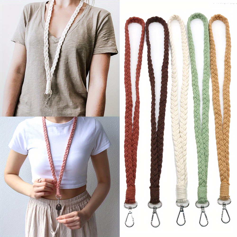 

1pcs Handcrafted Cotton Lanyard, Keychain Necklace, Cell Phone Strap, Work Badge Holder With Swivel Clasp