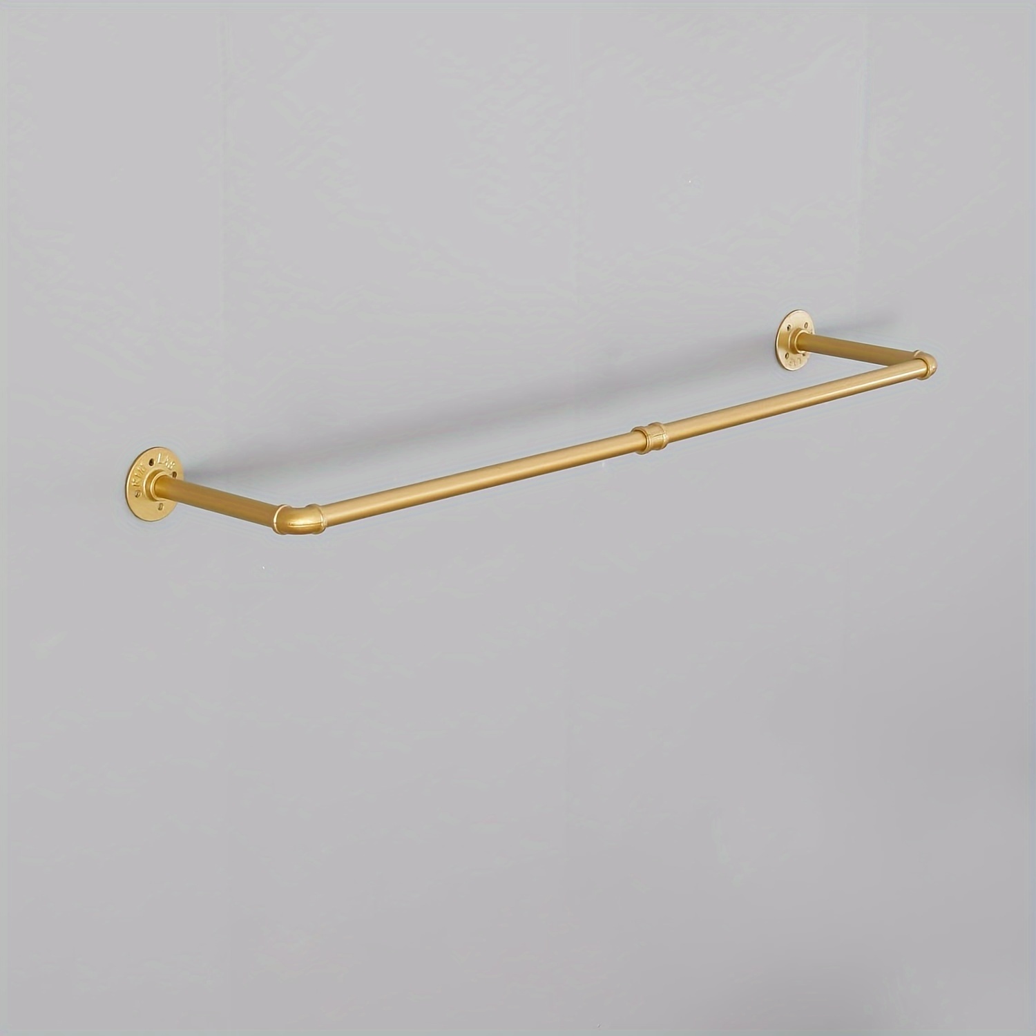 Image of A Wall-mounted Industrial Pipe Hanger, Vintage Rack Display Stand Fabric Hanger, Metal Commercial Hanger For Hanging Clothes, Iron Clothing Rod For Laundry Room (106cm, Golden)