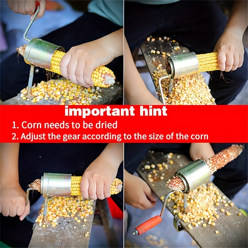 stainless steel corn stripper easy hand crank cob peeler thresher perfect for bbqs outdoor cooking details 7