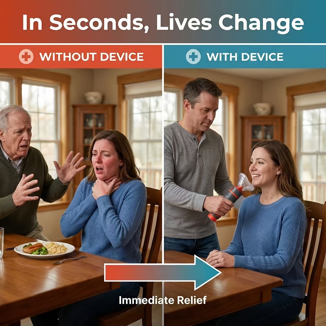 1 Heimlich Anti-Choking Device | Throat Negative Pressure Suction Device, Household Portable Automatic First Aid, Reusable, Mixed Color, PP Material