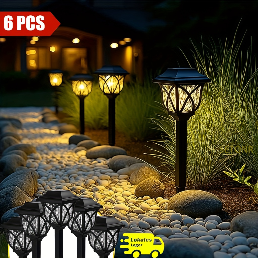 E-shop [6er-Pack] SETONR Dekorative Solarleuchten für den Außenbereich – LED-Gartenleuchten für Wege, Rasen, Terrasse, Landschaft, Hof &