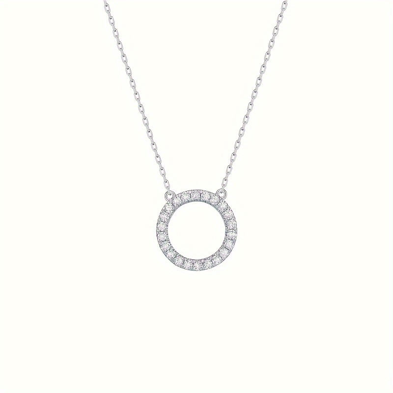 E-shop Elegante Einfache Runde Synthetische Zirkonia-Anhänger Halskette für Frauen, Alltägliches Freizeitkleid, Valentinstag Date Accessoire, in Zwei