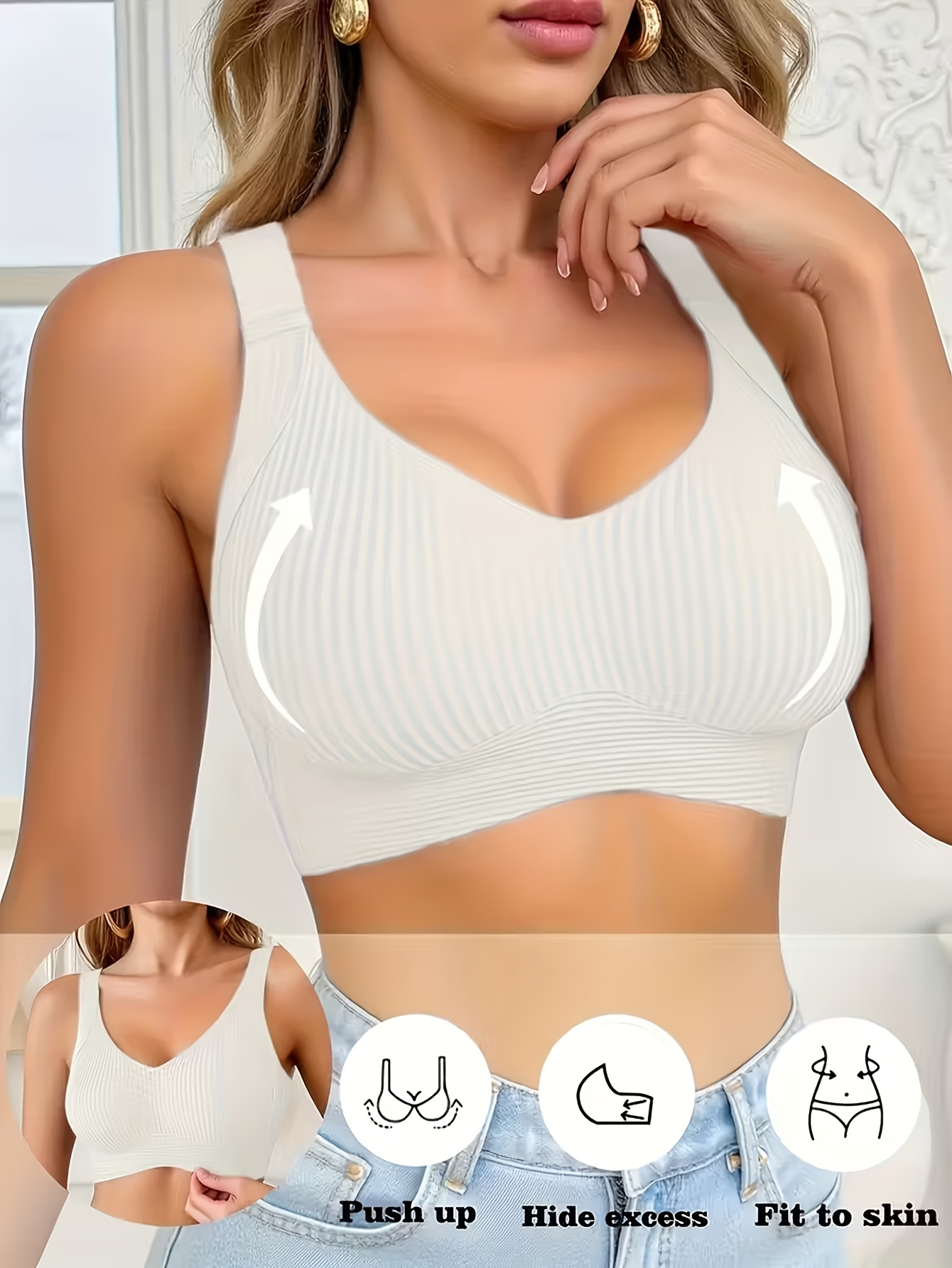 1pc womens push up bra adjustable comfortable seamless high support wire   smooth   breathable soft fabric casual wear fashionable comfortable underwear with smooth texture for home work and sports