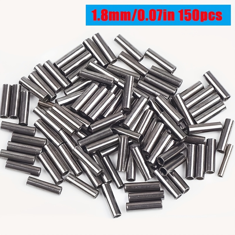TEMU 150pcs Fishing Crimp Sleeves Single Crimp Sleeves Brass Copper Crimping Sleeve Tubes Fishing Line Connector Fishing Wire Leader Rigs Rigging