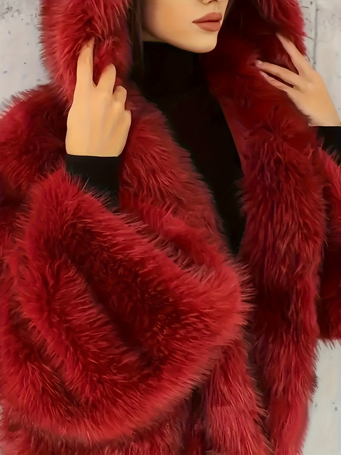 Pelzmantel Kunstfell Jacke Rot Damen Pelzmantel Kunstfell Mantel