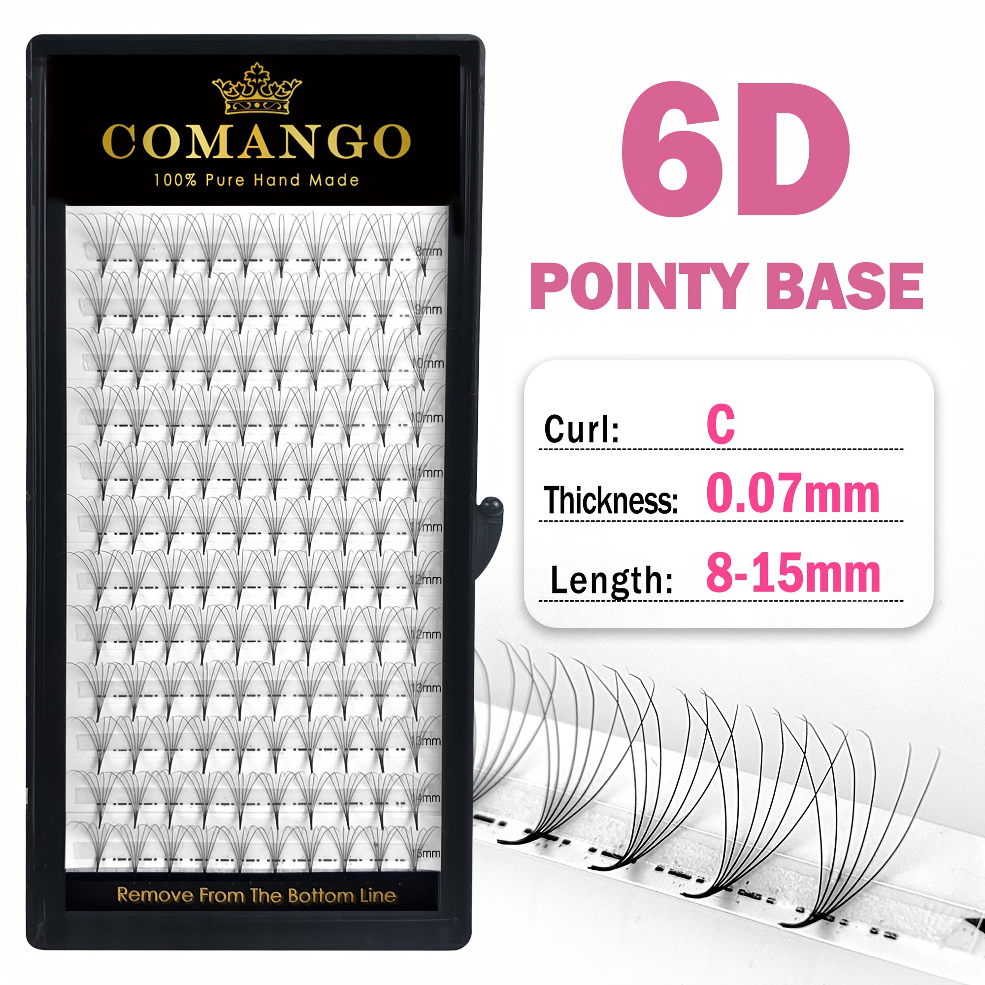 Image of Comango Premade Volume Fans Lash Extensions - Luxurious 3d/6d/10d/12d/14d/16d Wispy Individual Mink, Beginner-friendly, C/d , 0.05mm/0.07mm Thickness, Fluffy & Natural Look, In Elegant Black Case