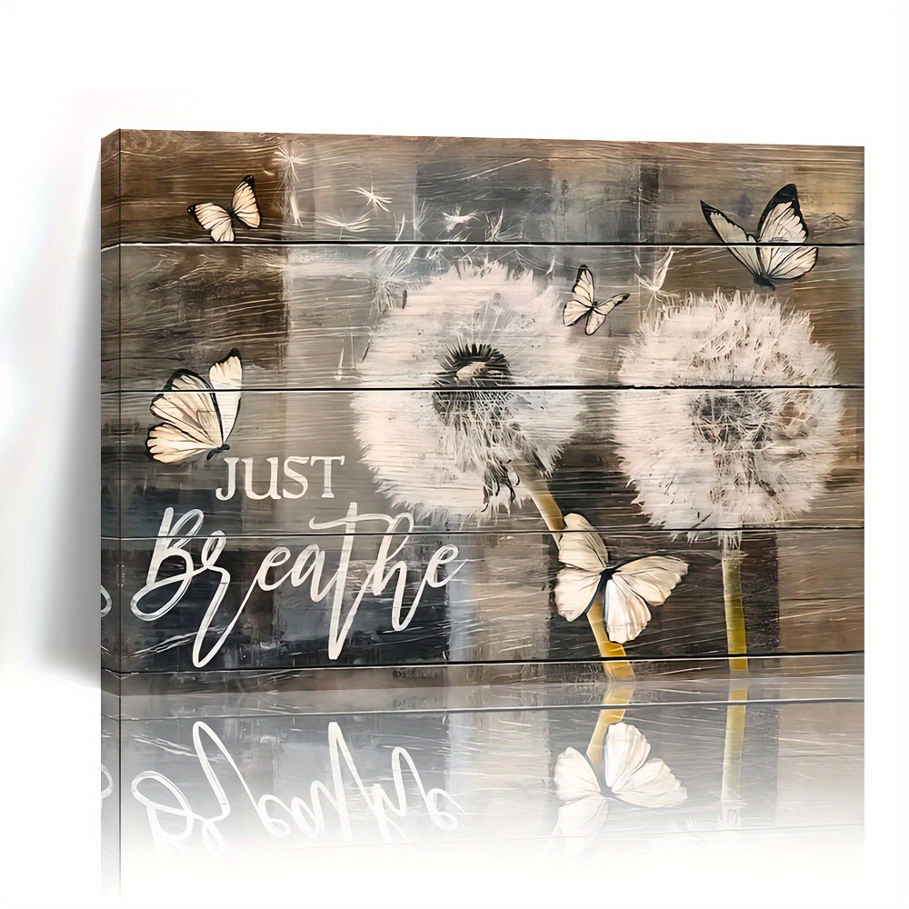 

1pc Wooden Framed Canvas Painting Dandelion Wall Art Dandelion Butterflies Canvas Wall Art Prints, For Home Decoration, Living Room & Bedroom, Gift For Her Him, Out Of The Box Eid Al-adha Mubarak