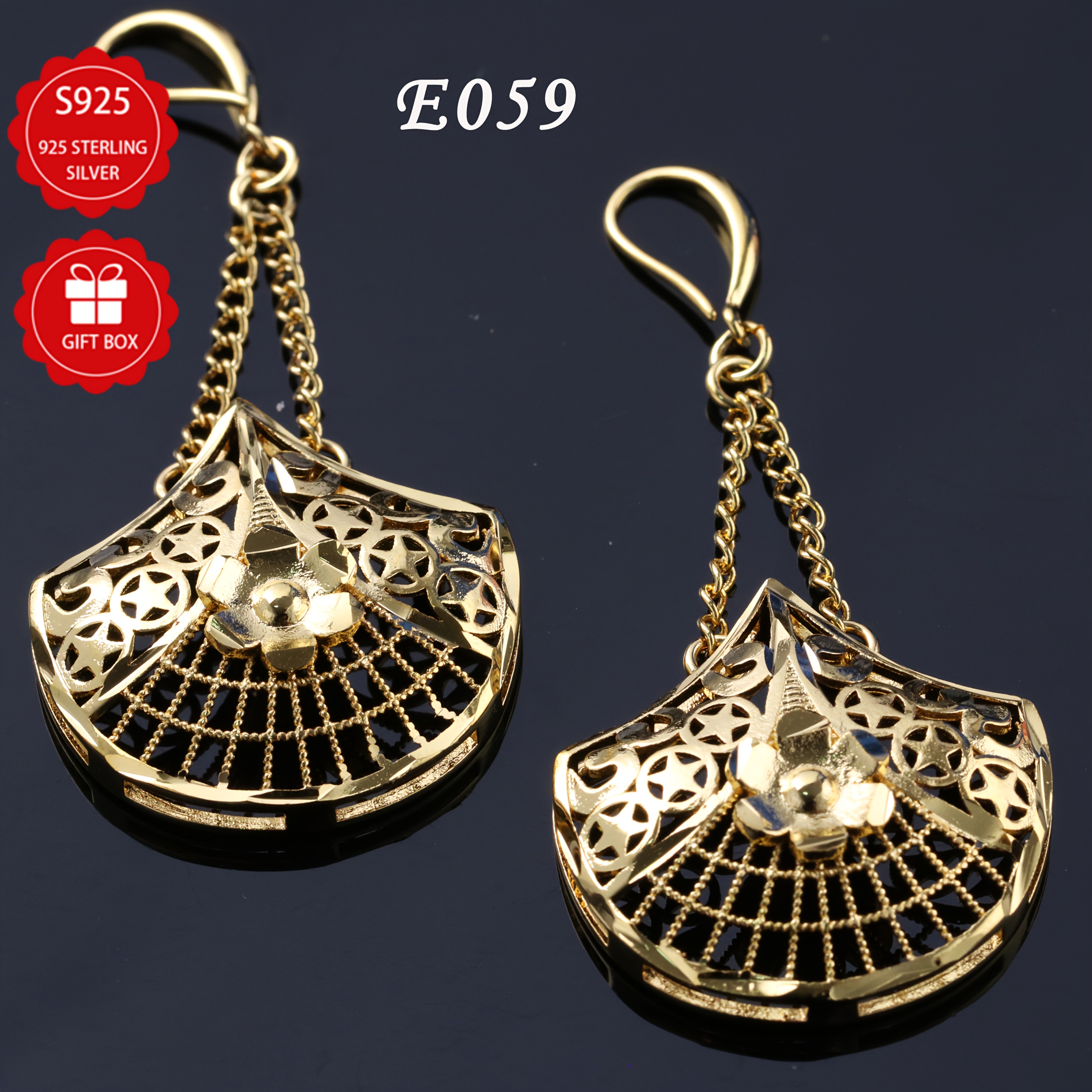 Image of [ 5a Quality ] 925 Silver Hollow Skirt Fan Flower Exquisite Design Earrings Niche Design Light Luxury High-end Feeling Ear Rings Ear Buckles Valentine's Day Christmas Gift For Girlfriend's Birthday