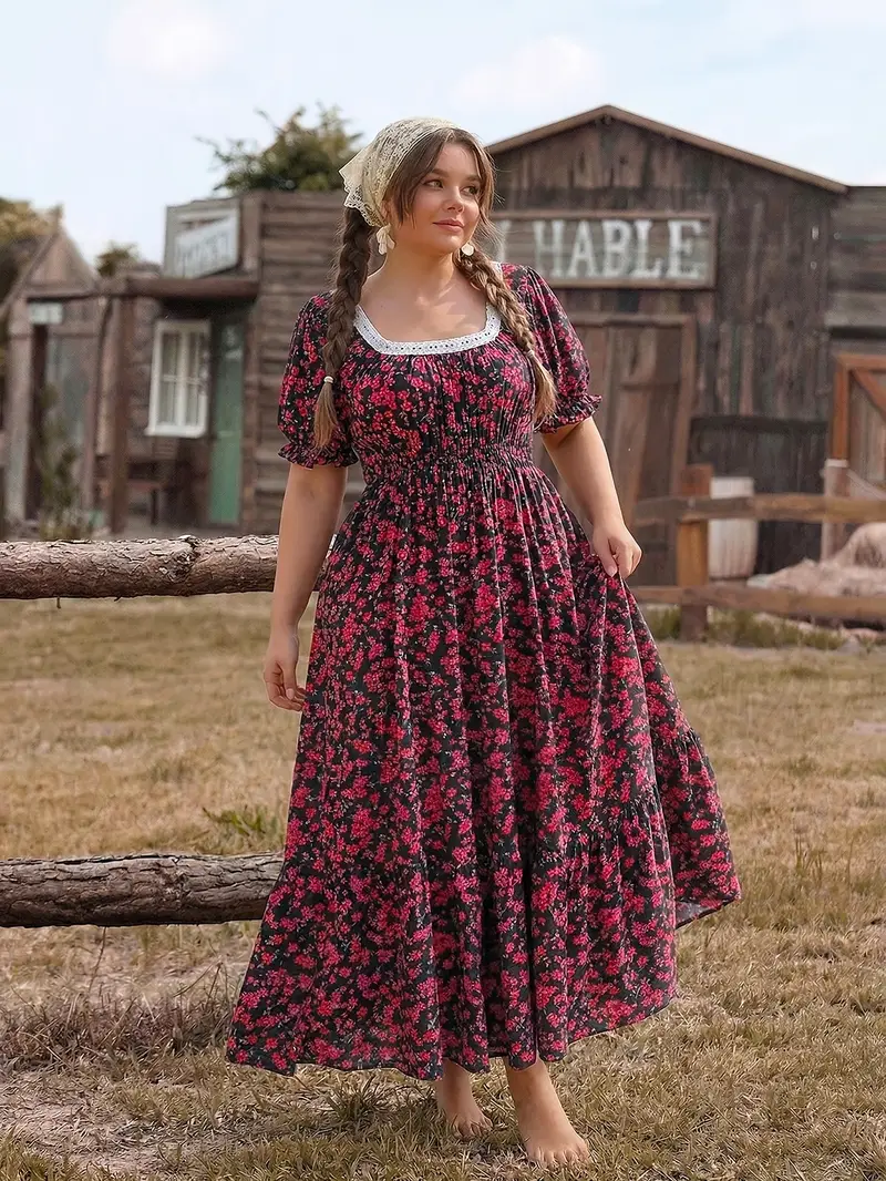 holiday plus size floral dress Maurices Plus Size Women's Bare Floral Hanky Hem Midi Dress Size 1X