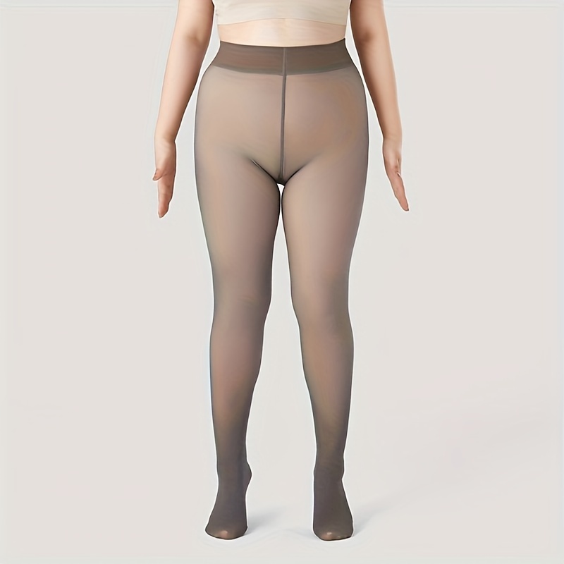 1 Pair Plus Size Autumn & Winter Faux Sheer Tights - High-Waisted, Snug Fit Pantyhose with Realistic Skin Tone, Machine Washable - Polyester/Spandex/Nylon Blend, Leggings Plus Size