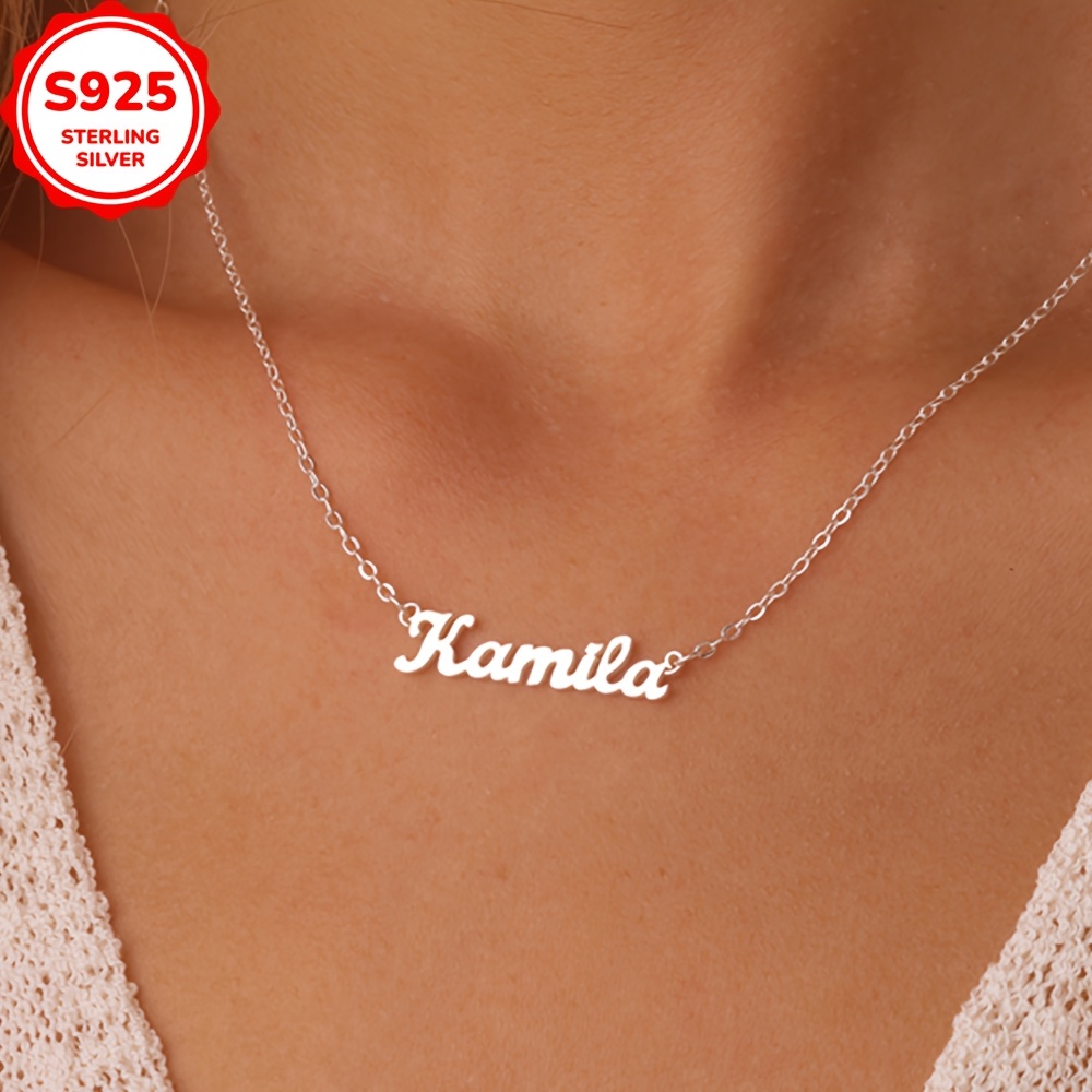 

Collier personnalisé en argent sterling 925, collier avec nom personnalisé de , bijou pour la Saint-Valentin et des mères, cadeau d'anniversaire (personnalisé uniquement en anglais)