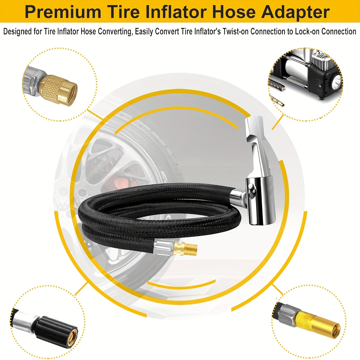 комплект адаптеров для шланга насоса для накачки шин длиной 39,97 дюйма (приблизительно 100 см) | удлинительная трубка для насоса высокого давления с французскими и насадочными адаптерами Детали 0