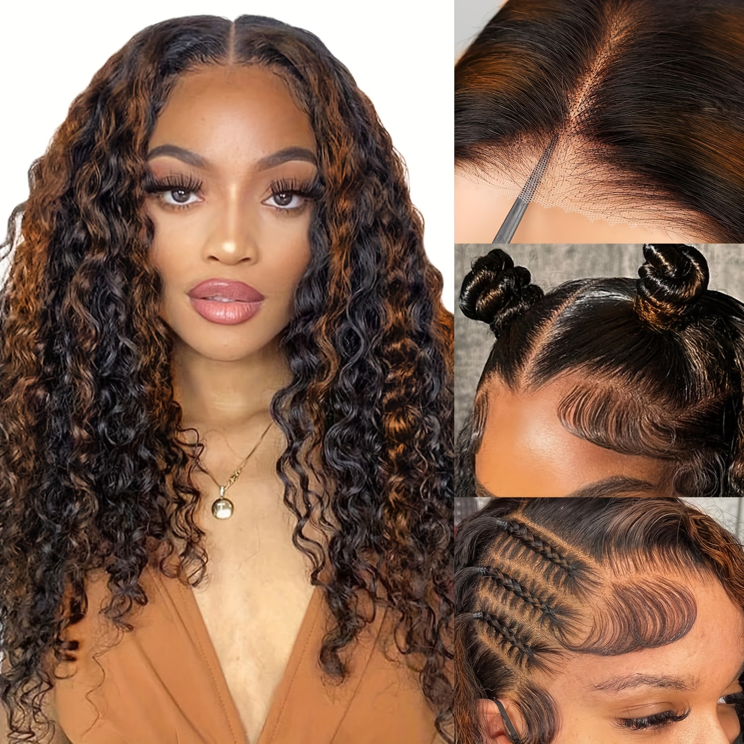 human hair wig highlight lace front wig human hair 1b 30 - Temu display picture 3