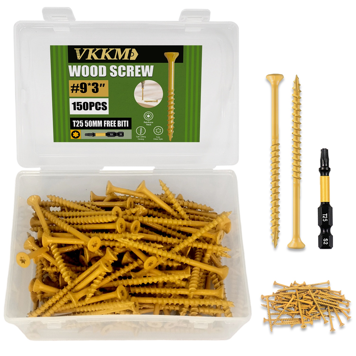 LIONMAX Structural Wood Screws 4 Inch, 100-PCS #14 X 4" Heavy Duty Black Timber Screws, Rust Resistant, Hex Head Outdoor Log/Landscaping Wood Screw, Hex Socket Included