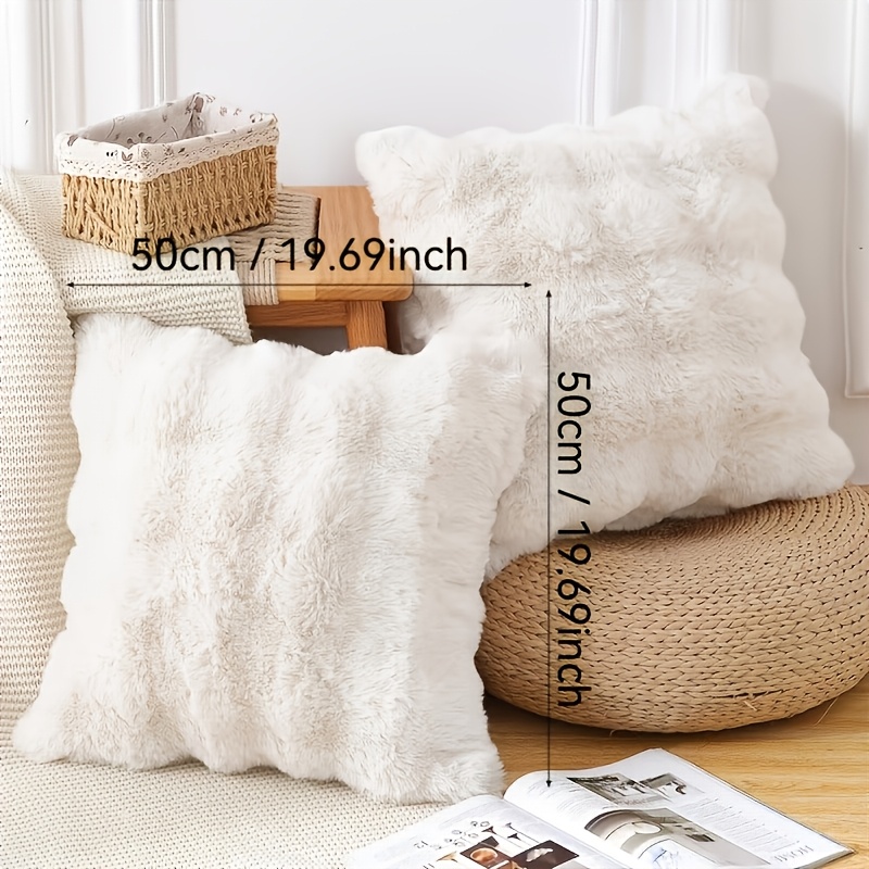 TEMU 1 taie d'oreiller de luxe en laine - Style moderne, housse de coussin douce et moelleuse, rose, fermeture éclair. Style ferme moderne élégant.