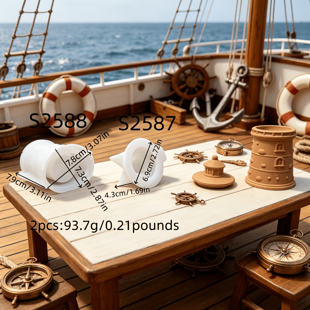 Image of Resin Silicone Mold Lighthouse Storage Container Storage 3d Decorative Silicone Mold Candle Silicone Mold Gypsum Decorative Silicone Mold Home Decoration Epoxy Resin Mold 93.7 S2587 S2588