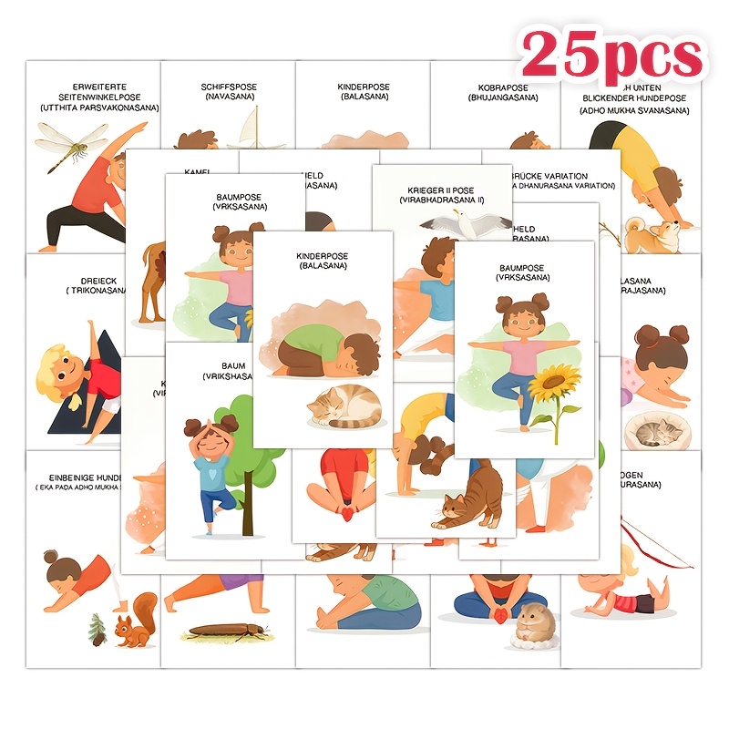 E-shop 25 Stück Box mit Yoga--Karten für Anfänger & Senioren – Sanfter Stuhl-Yoga-Leitfaden mit Schritt-für-Schritt 2D-Illustrationen, Interaktive