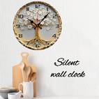 rustic wooden tree of life wall inch silent non ticking round decorative clock manufactured wood aesthetic home office accent european battery operated aa not included