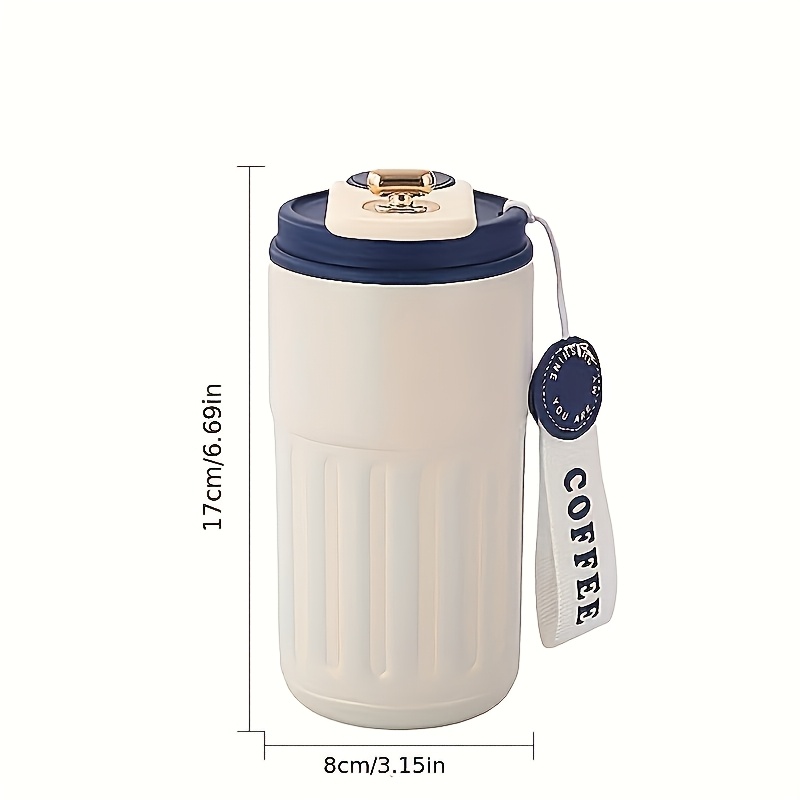 TEMU 1pc 15.55oz Vintage Coffee Cup | Portable Insulated Travel Mug For Men And Women, Steel Leakproof Lid, Drinks Hot Or Cold For Hours, Ideal For