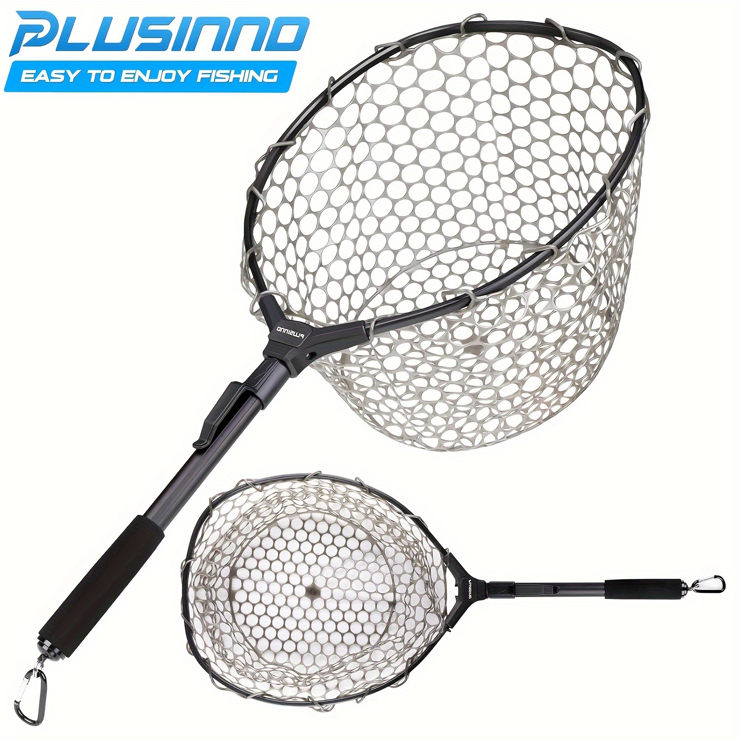 

Plusinno Foldable Fishing Landing Net, Rubber Coated Mesh Safe , Non-slip Handle, Perfect For Freshwater Saltwater, Great Valentine's Day, Christmas, Father's Day, Teachers' Day Gift