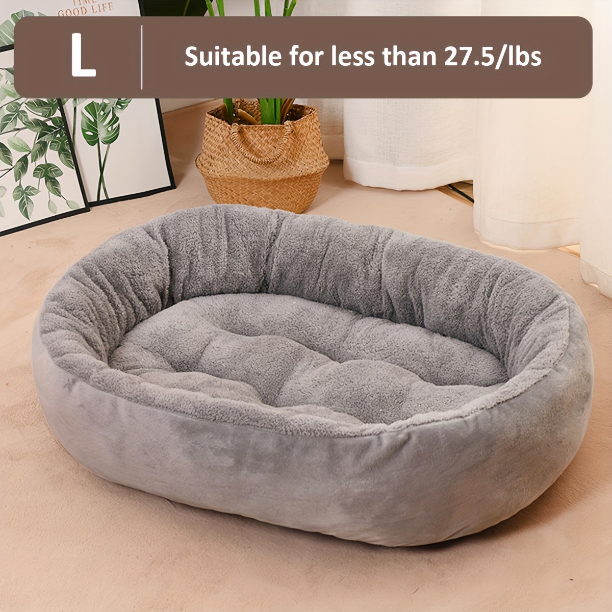 oval pet bed soft warm polyester removable washable cover comfortable nest for all cats small to medium dogs   cozy bedding bed for dog cozy textured surface Product details 6