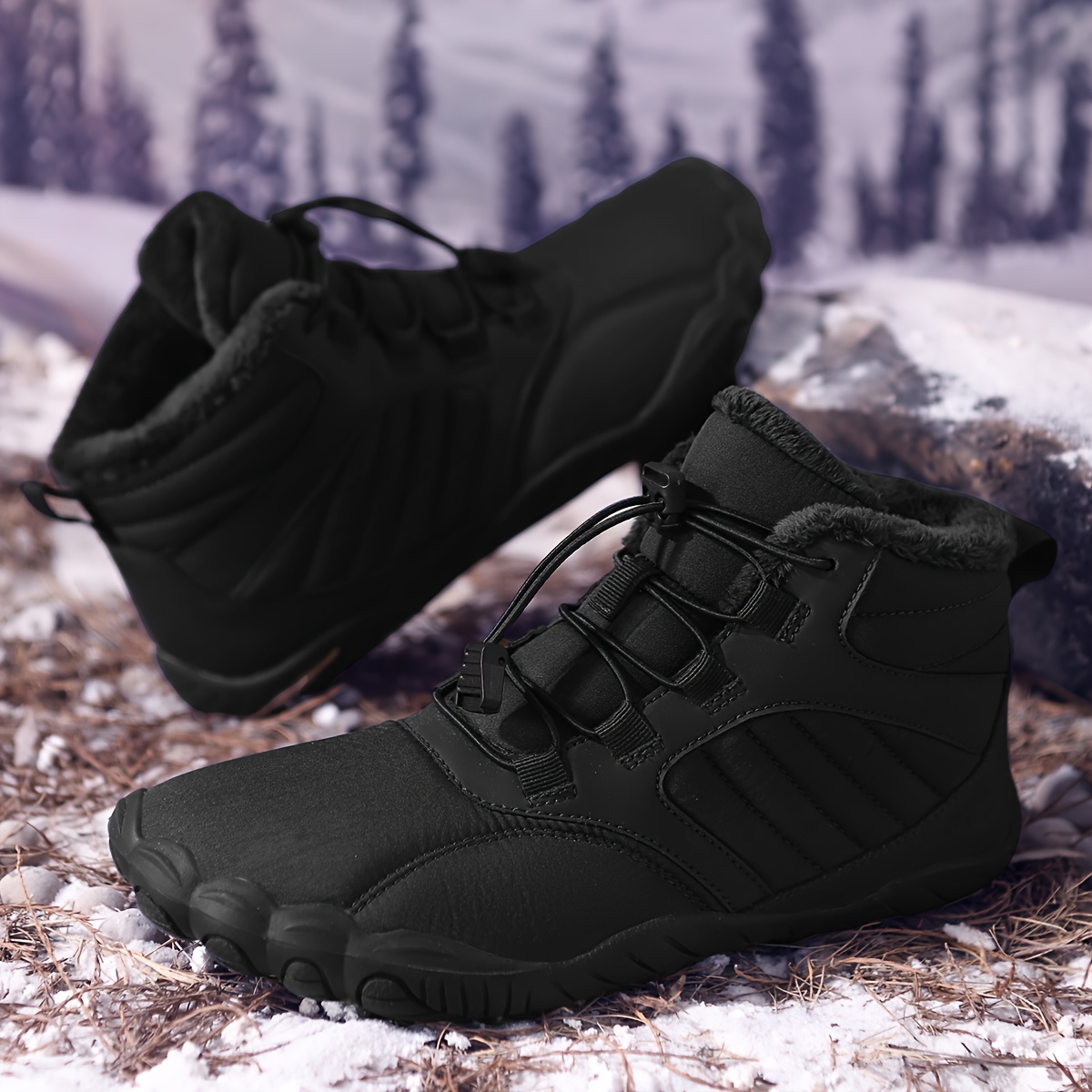 *'s Wo*'s High Quality Winter Hiking Boots with Non-Slip Sole, Warm  Barefoot Snow Boots, Wide Toe Box, /Rubber Outsole for Ice Traction Cold W