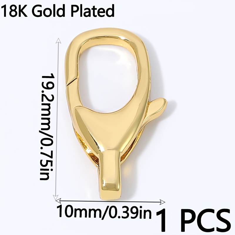 TEMU 1pc 19.2mm X 10mm 18k Gold Plated Brass Lobster Clasps Connector Carabiner, Fasteners For Bracelets, Jewelry Making Supplies