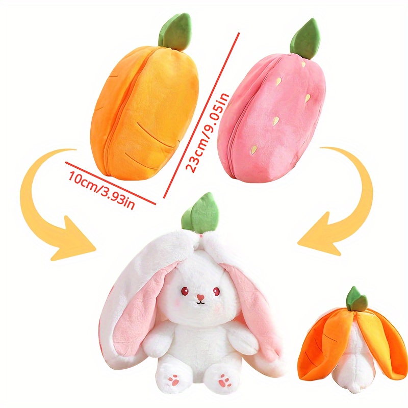 Kawaii Fruit Bunny Peluche Jouet Mignon Carotte Fraise Lapin Peluche Jouets  Enfants Anniversaire Cadeau de Noël 18cm 1 : : Jeux et Jouets