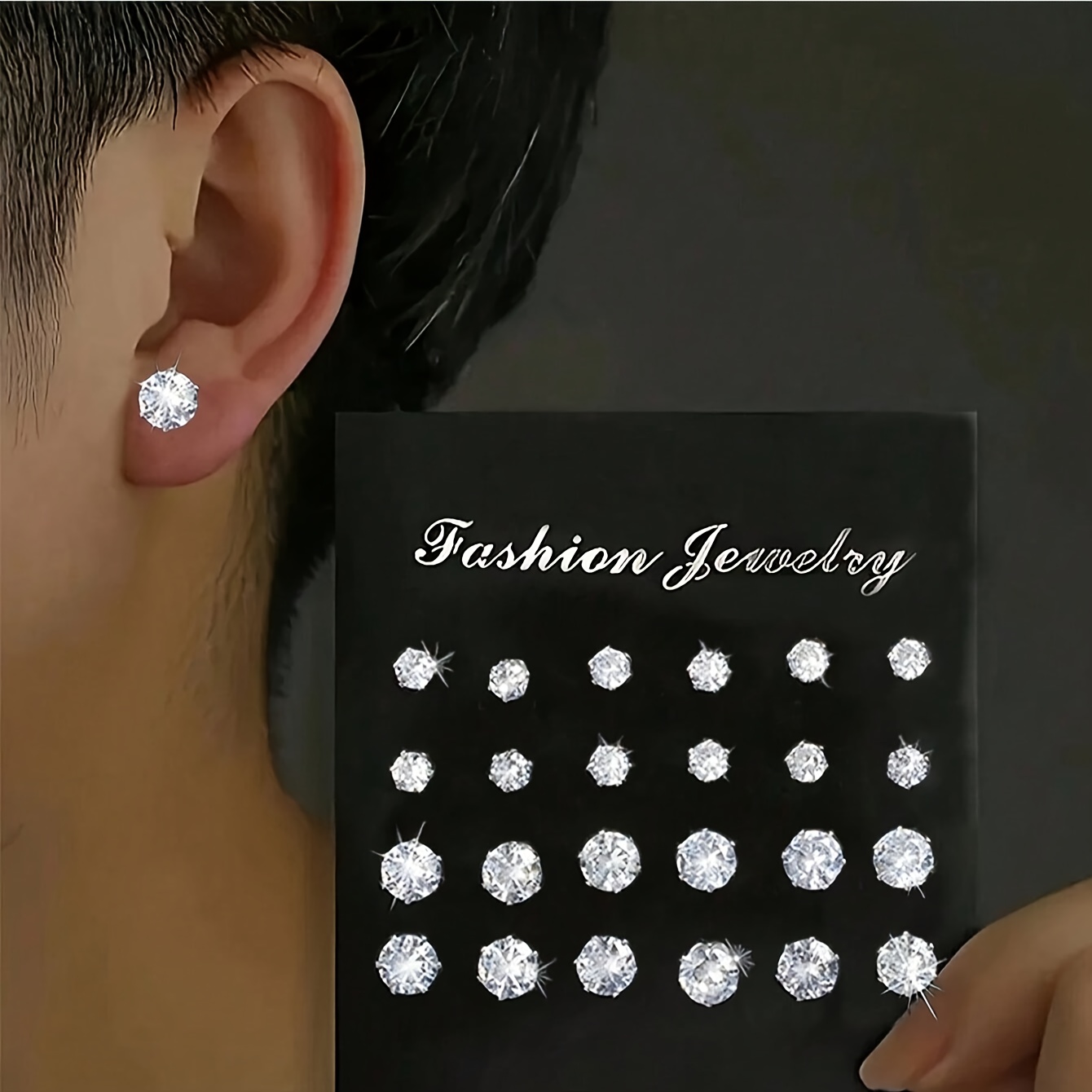 TEMU /72pcs Stainless Steel Synthetic Cubic Zirconiaia Stud Earrings Set, Fashion , Suitable For Daily Wear, Vacation, Dating, Holiday Gift