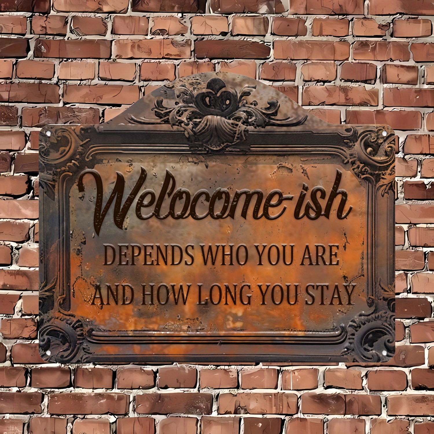 

Charming Vintage Welcome Sign - Durable Aluminum, Perfect For Home, Farmhouse, Bathroom, Bar & Garden Decor - Unique Gift Idea (11.8"x9.8")