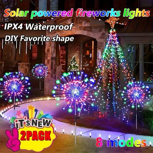 2pcs 60 90 120 150 200 420 leds outdoor diy lights 8 lighting solar fireworks lights courtyard garden landscape lights wedding and wedding atmosphere lights christmas decoration