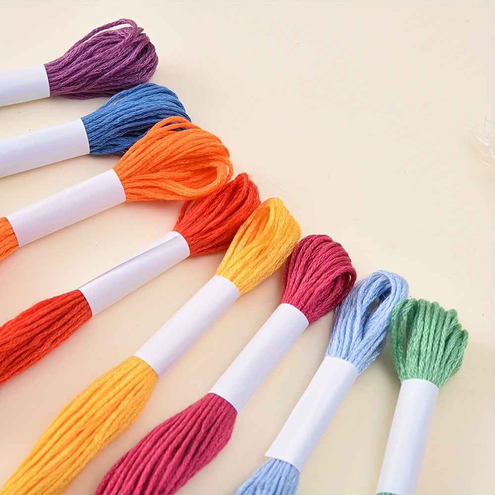 TEMU 8pcs Of 8 Meters New Mixed Color Polyester Cross- Thread, Multi-colored Embroidery Thread In A Bag - Suitable For Handmade Bracelet Kits