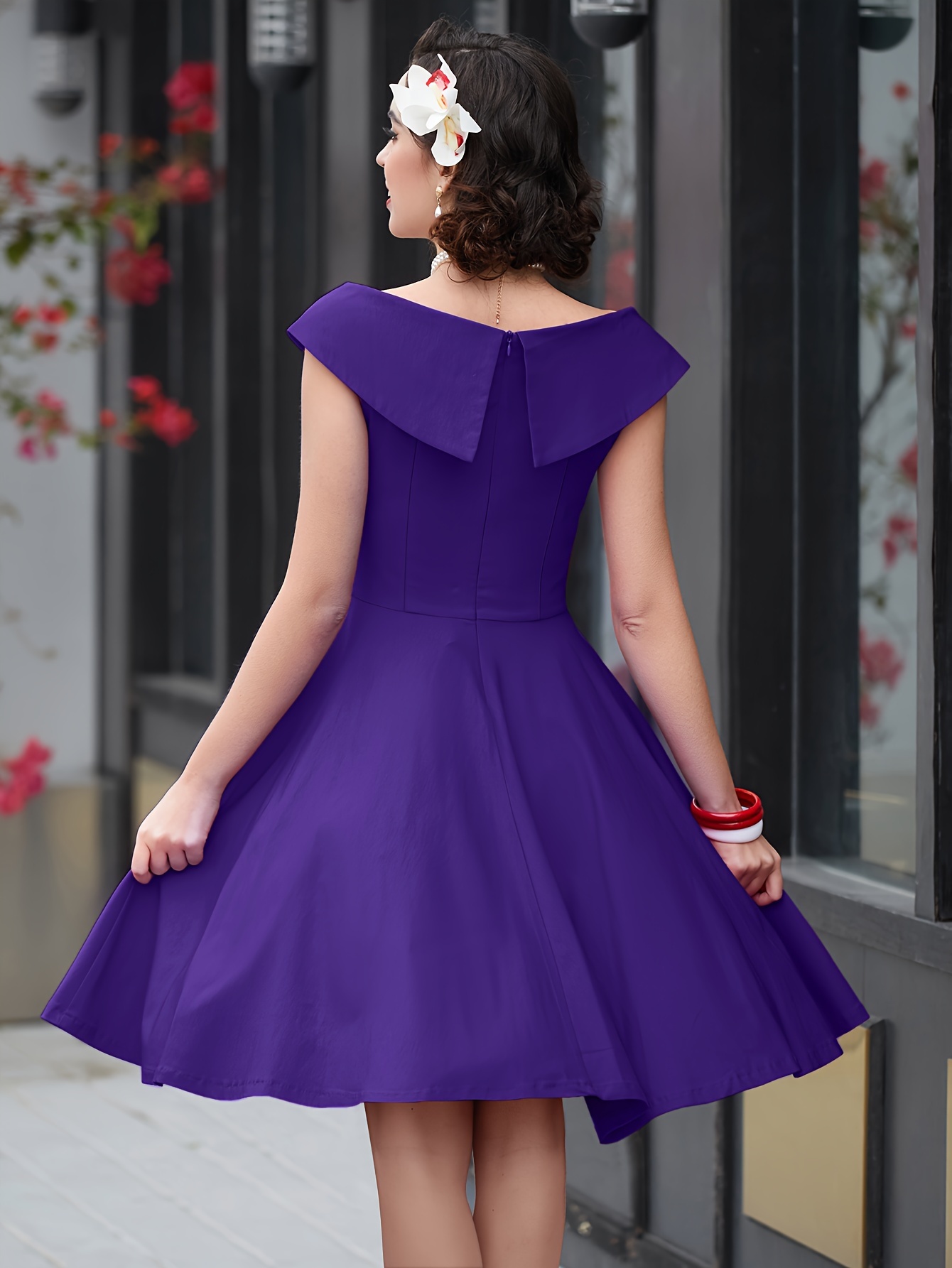 50s style bridesmaid dresses purple Purple Infinity Bridesmaid Dress with Long Straps and Folded Skirt