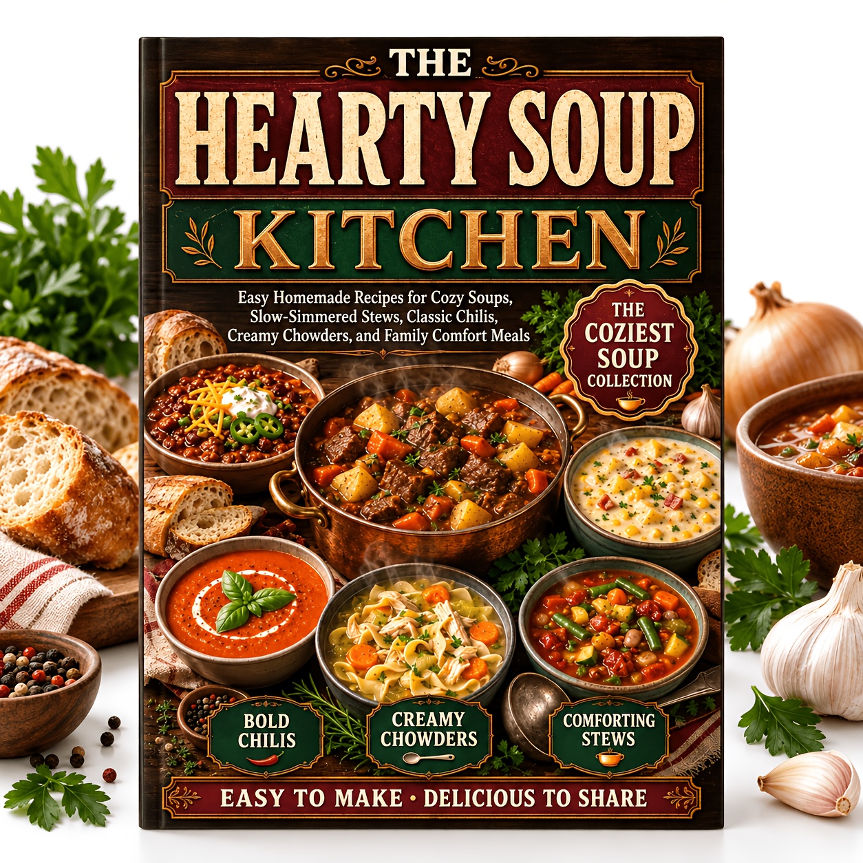 TEMU The Hearty Soup Kitchen: Easy Homemade Recipes For Cozy Soups, Slow-simmered Stews, Classic Chilis, Creamy Chowders, And Family Comfort Meals