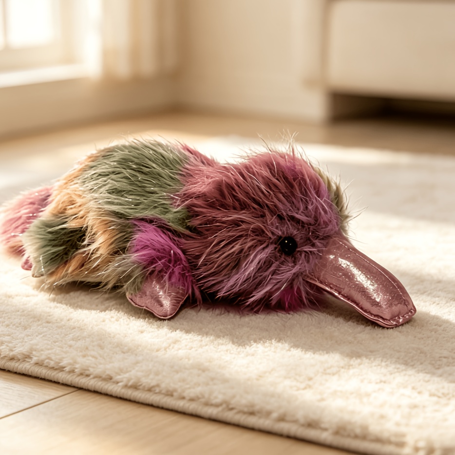 Shaggy Tie-Dye Platypus Plush Stuffed Animal, Cute Doll