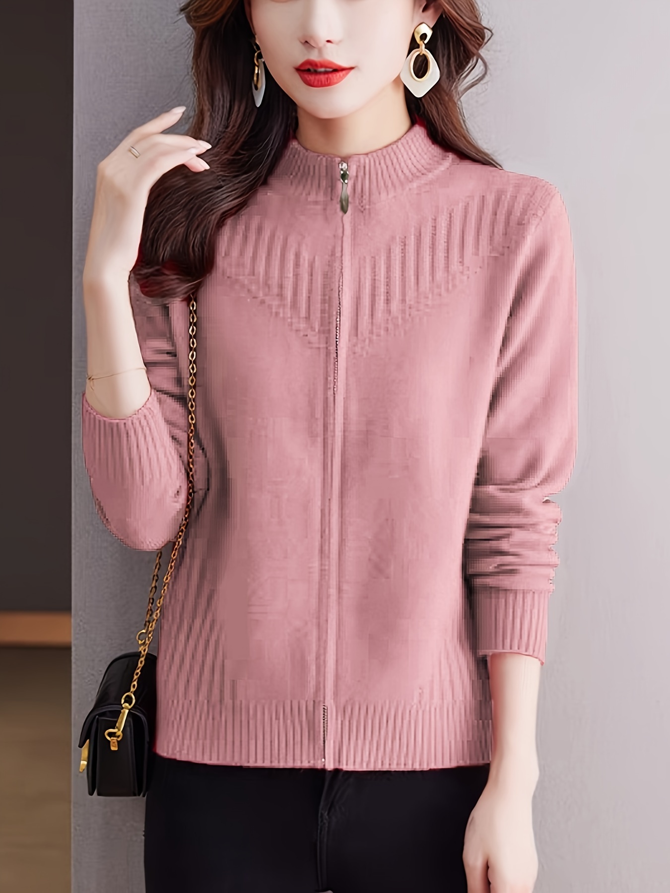 Zippered with a outlet stretch sweater sweater woman