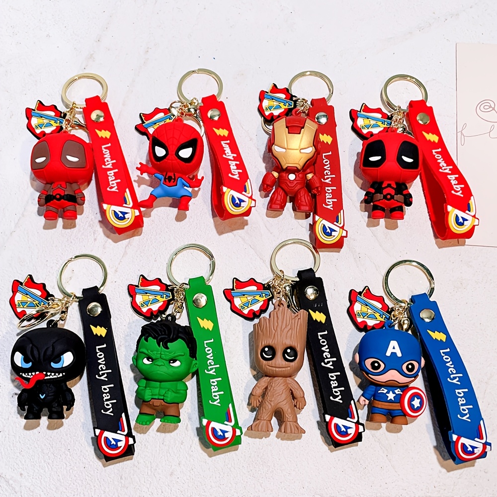 

Marvel Cartoon The Avengers Keychain Spiderman Iron For Man Captain America Keyring Keys Holder